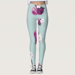 Leggings Leyendas de patrón Rosa azul y púrpura de época
