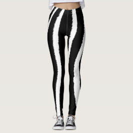 Leggings Leyendas de patrón vertical negro y blanco de cebr