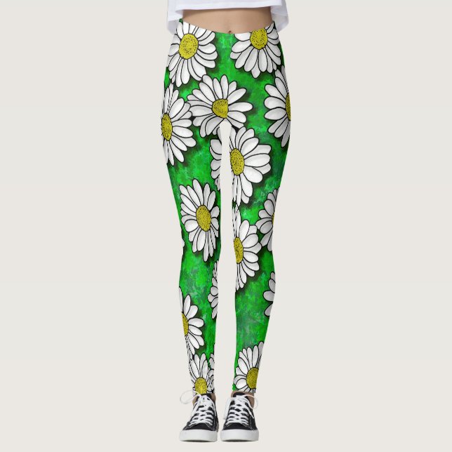 Leggings Leyendas de pintura de aceite de Daisies (Anverso)