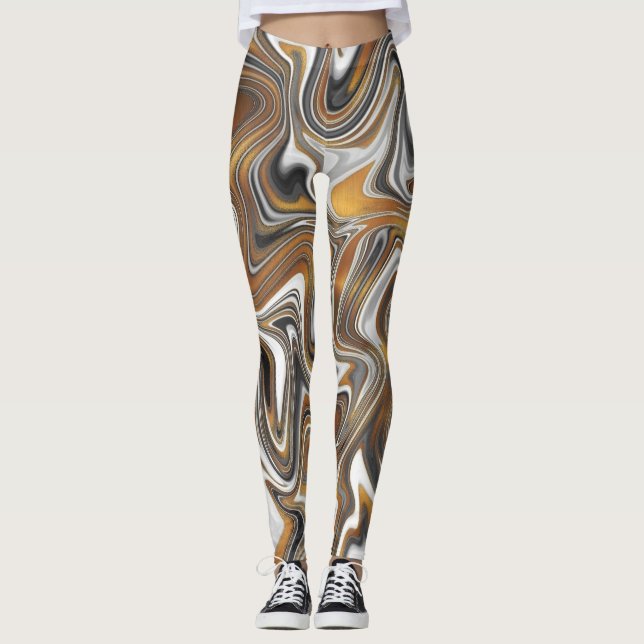 Leggings Leyendas de pintura dorada en blanco y negro (Anverso)