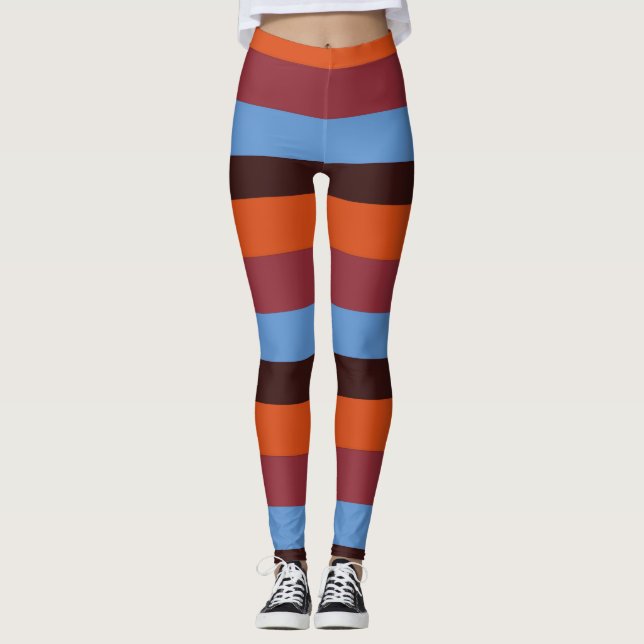 Leggings Leyendas de rayas marrones, Naranjas y azules (Anverso)