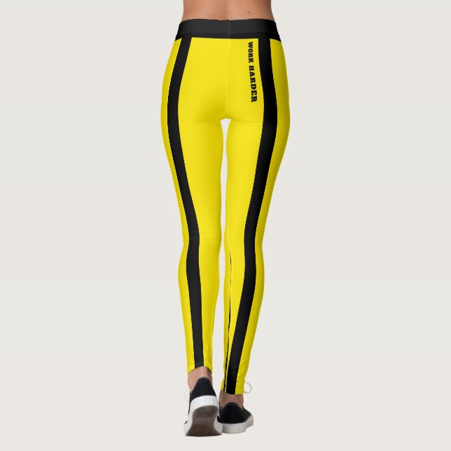 Leggings Leyendas de rayas negras y amarillas brillantes pe (Reverso)