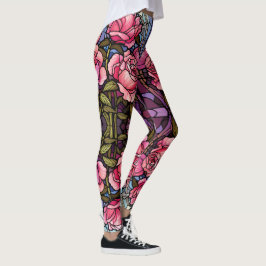 Leggings Leyendas de rosas rosadas de vidrio de manchas - B
