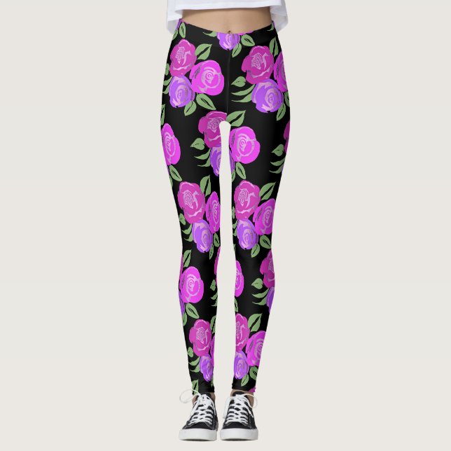 Leggings Leyendas de Rosas rosados y morados (Anverso)