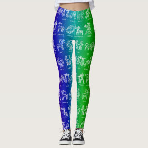 Leggings Leyendas de Rótulo zodiaco (arcoiris brillante)