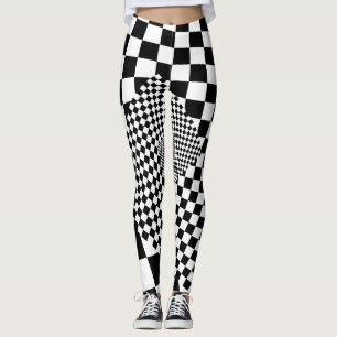 Leggings Leyendas de    tablero de cheques en blanco y negr