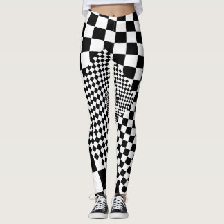 Leggings Leyendas de    tablero de cheques en blanco y negr