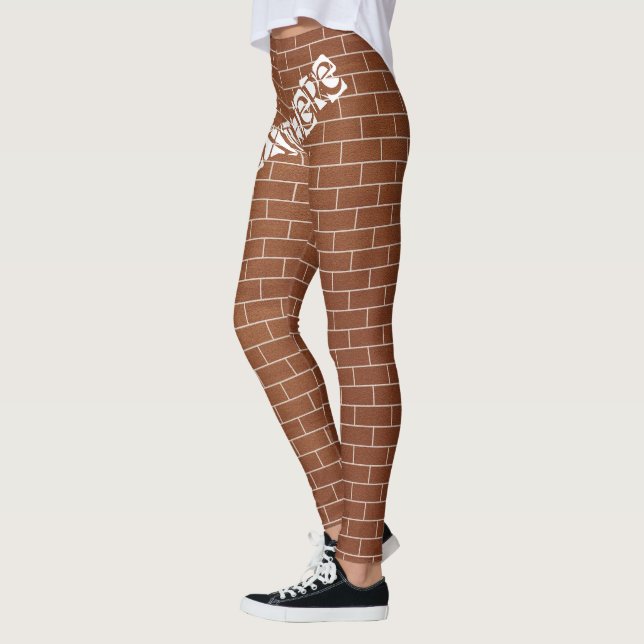 Leggings Leyendas de texto personalizado - Pared de ladrill (Izquierda)