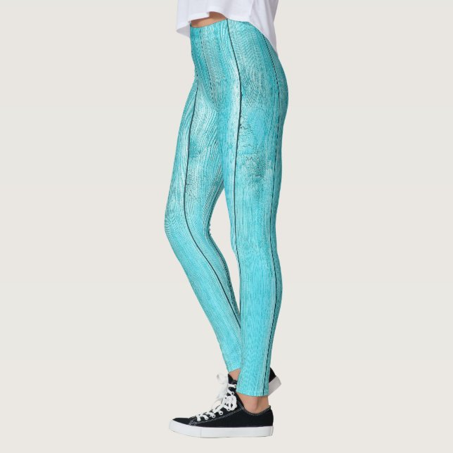 Leggings Leyendas de textura de madera turquesa (Izquierda)