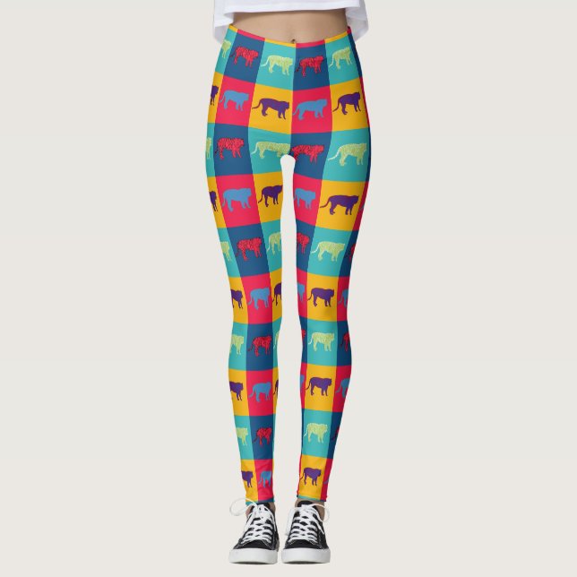 Leggings Leyendas de tigres de arte pop (Anverso)