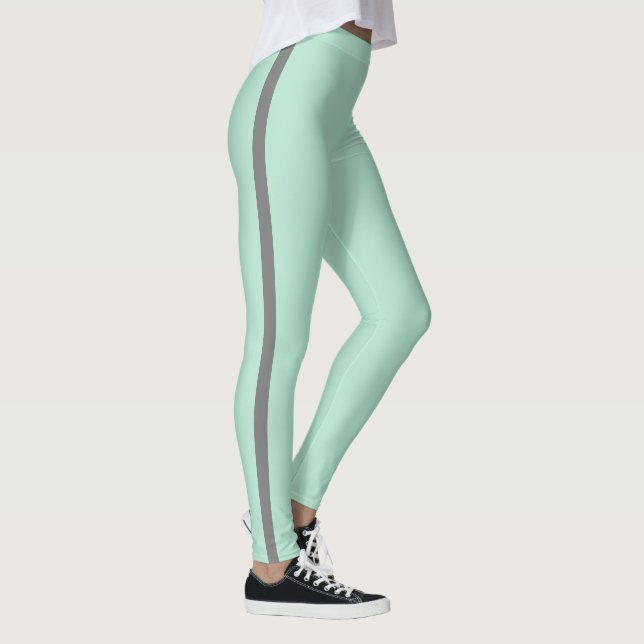Leggings Leyendas de tiras grises verdes de la menta (Derecha)