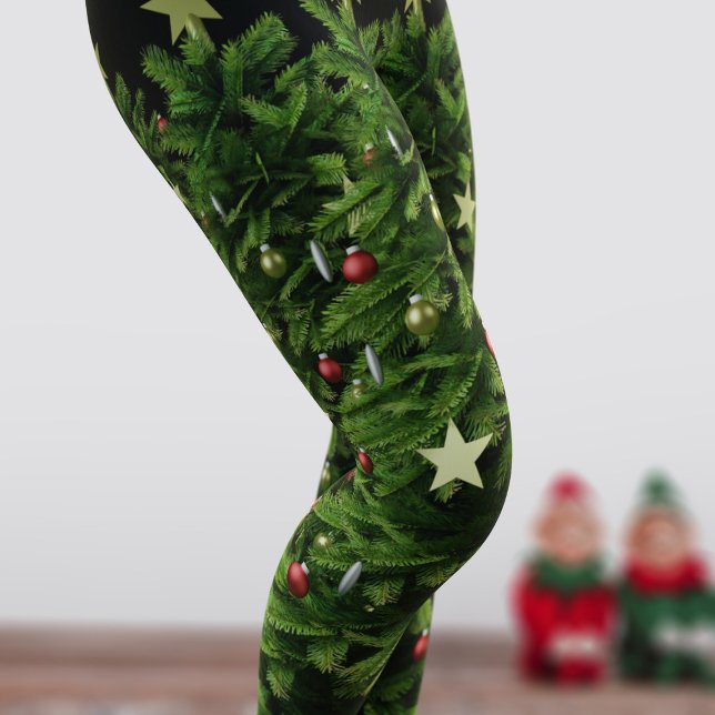 Leggings Leyendas de vacaciones festivas del árbol de Navid (Fun and festive forest green Christmas Tree leggings just for you)