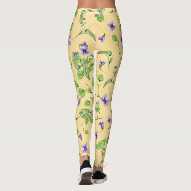 Leggings Leyendas de verano amarillas con violetas de color (Reverso)