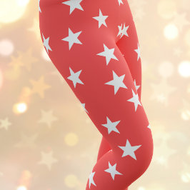 Leggings Leyendas de verano del patrón Estrella roja y blan