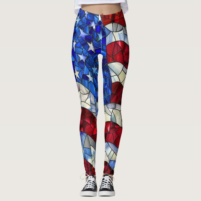 Leggings Leyendas de vidrio manchado de la bandera estadoun (Anverso)