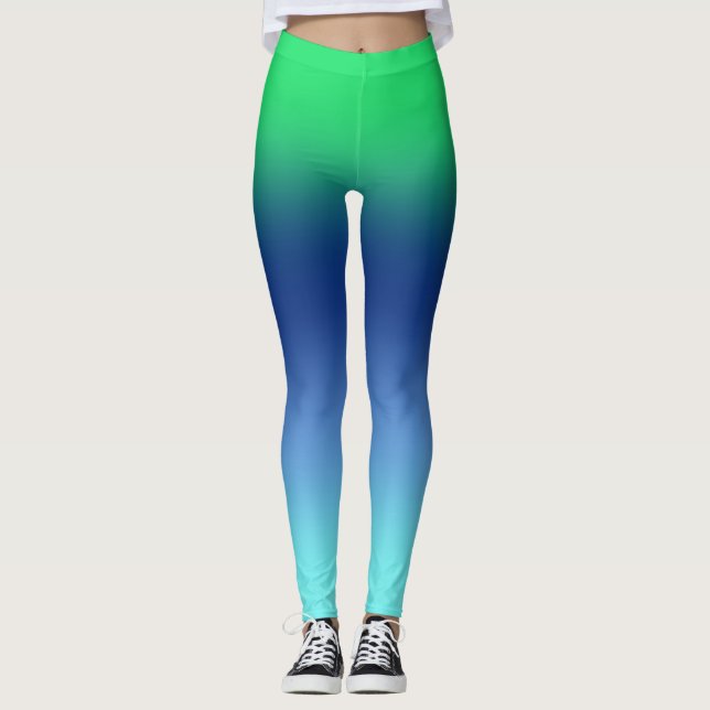 Leggings Leyendas degradadas de Aqua de la Marina Verde (Anverso)
