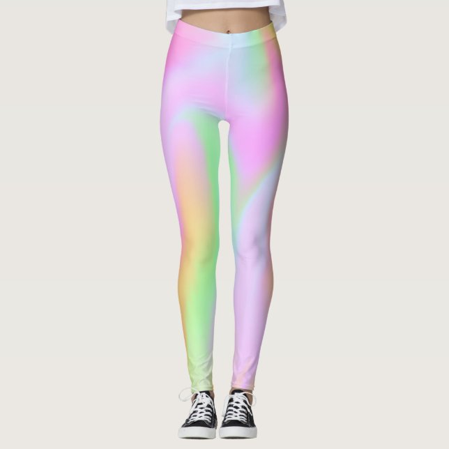 Leggings Leyendas del arcoiris holográficas rosadas (Anverso)