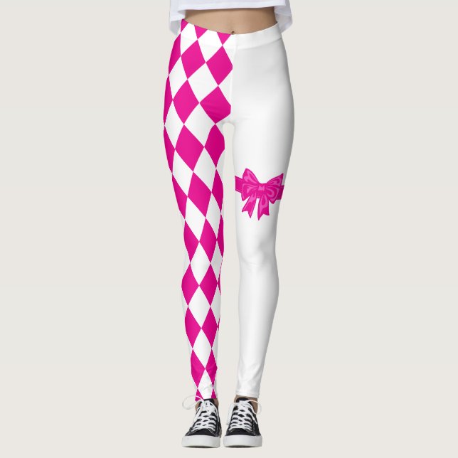 Leggings Leyendas del arlequín blanco rosado del diamante m (Anverso)