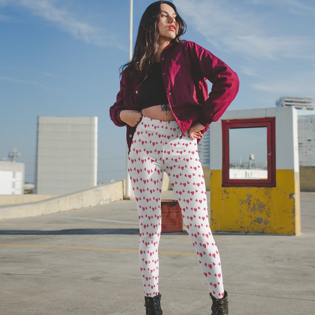 Leggings Leyendas del corazón de la conversación (Cute red hearts leggings with white background)