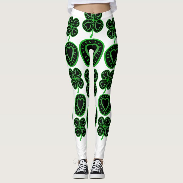 Leggings Leyendas del corazón de Shamrock en el Día de San  (Anverso)