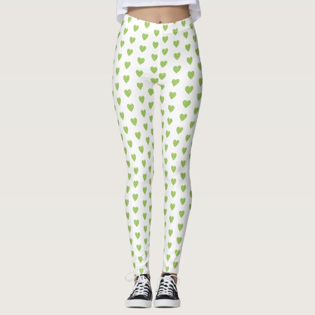 Leggings Leyendas del corazón verde de moda (Anverso)