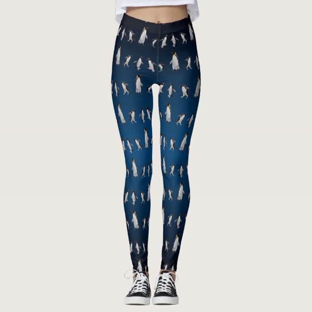 Leggings Leyendas del Fiesta pingüino (mezcla azul de la Ma (Anverso)