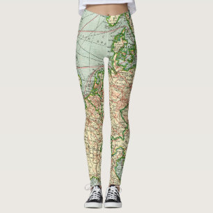 Leggings Leyendas del mapa de Europa antiguas