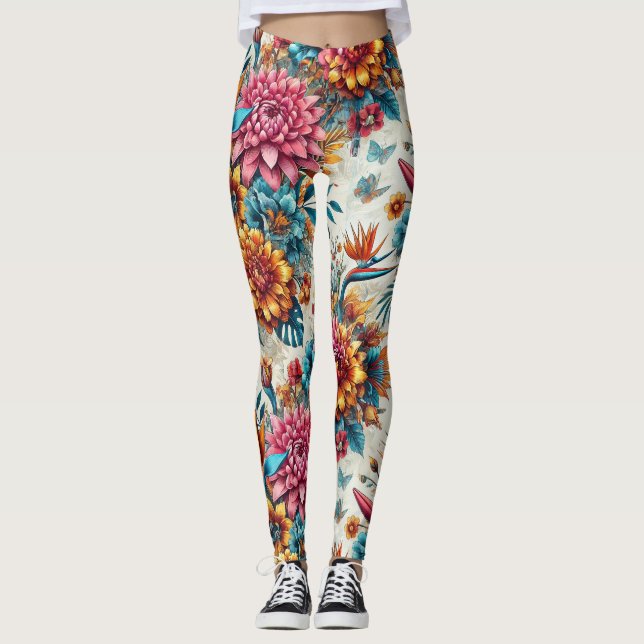 Leggings Leyendas del Paraíso Floral Tropical (Anverso)