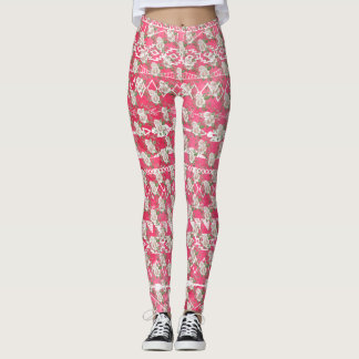 Leggings Leyendas del patrón azteca rosa floral rosa rosa