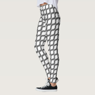 Leggings Leyendas del patrón de banda ondulada en blanco y 