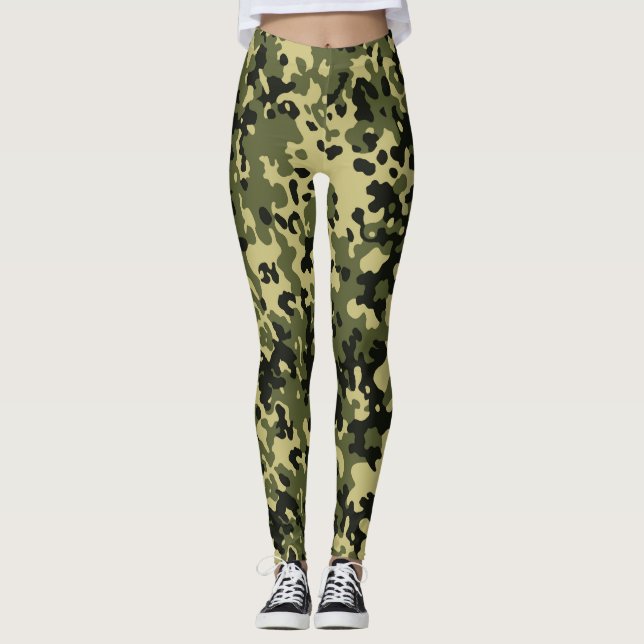 Leggings Leyendas del patrón de camo verde (Anverso)
