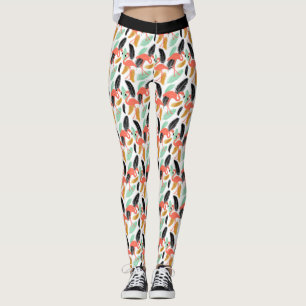 Leggings Leyendas del patrón de flamencos tropicales de mo