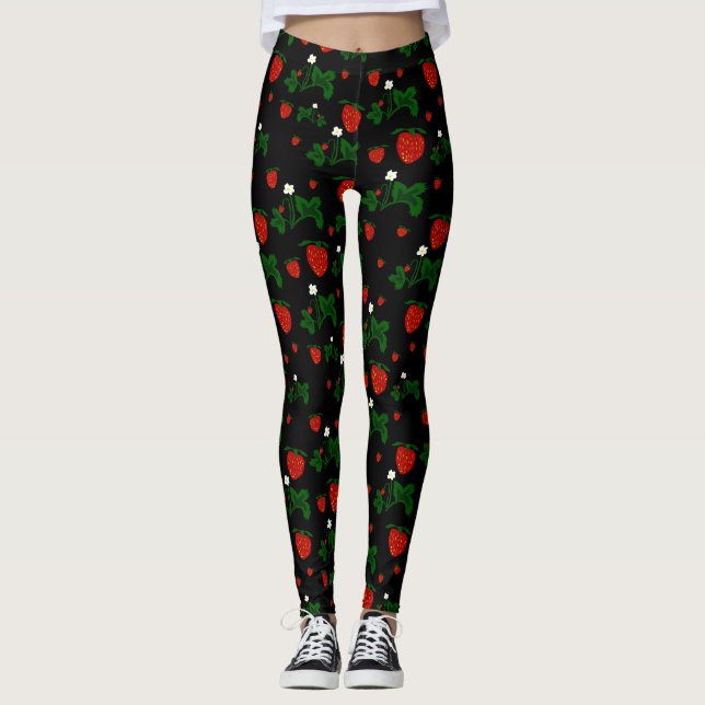 Leggings Leyendas del patrón de fresas silvestres (Anverso)