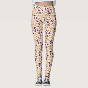 Leggings Leyendas del patrón de hojas de chocolate amarillo