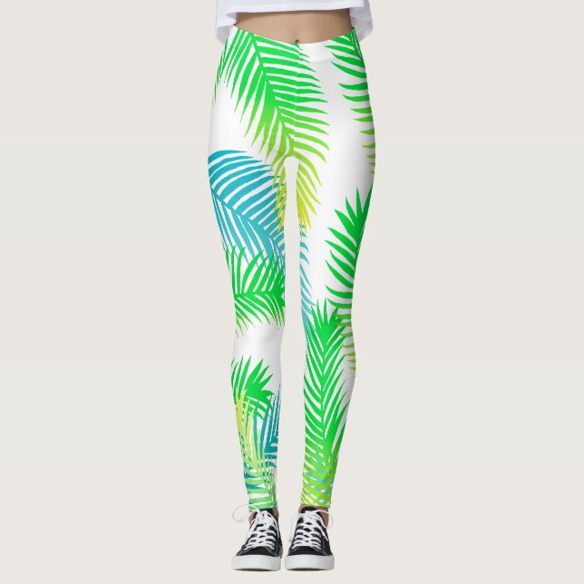 Leggings Leyendas del patrón de hojas de palmera - Botánica (Anverso)