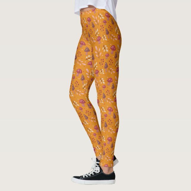 Leggings Leyendas del patrón de hongos naranja (Izquierda)