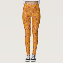Leggings Leyendas del patrón de hongos naranja