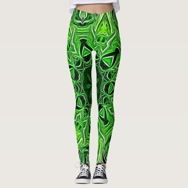 Leggings Leyendas del patrón de Mandala verde (Anverso)