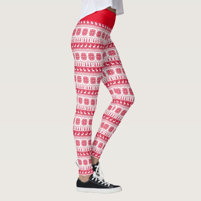 Leggings Leyendas del patrón de Navidades rojos (Derecha)