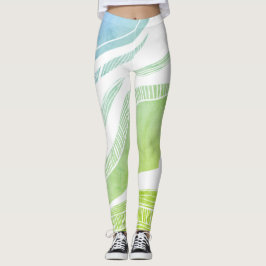 Leggings Leyendas del patrón de onda azul y verde