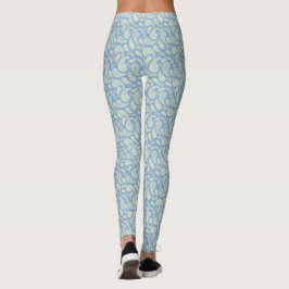 Leggings Leyendas del patrón de paisley azul-crema