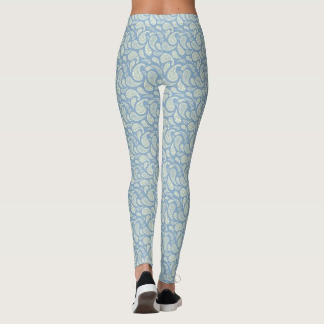 Leggings Leyendas del patrón de paisley azul-crema (Reverso)