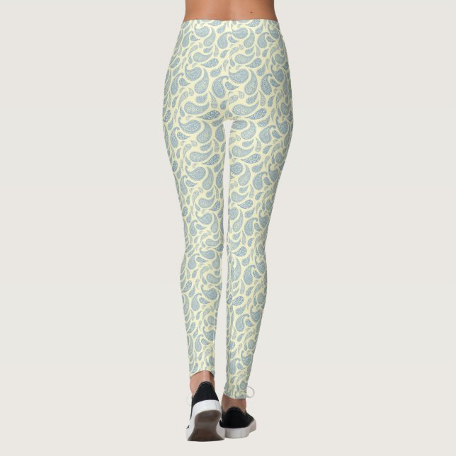 Leggings Leyendas del patrón de paisley azul crema (Reverso)