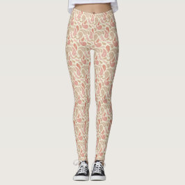 Leggings Leyendas del patrón de paisley crema-marrón