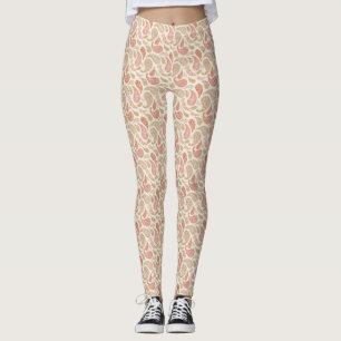Leggings Leyendas del patrón de paisley crema-marrón