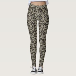 Leggings Leyendas del patrón de paisley de crema negra