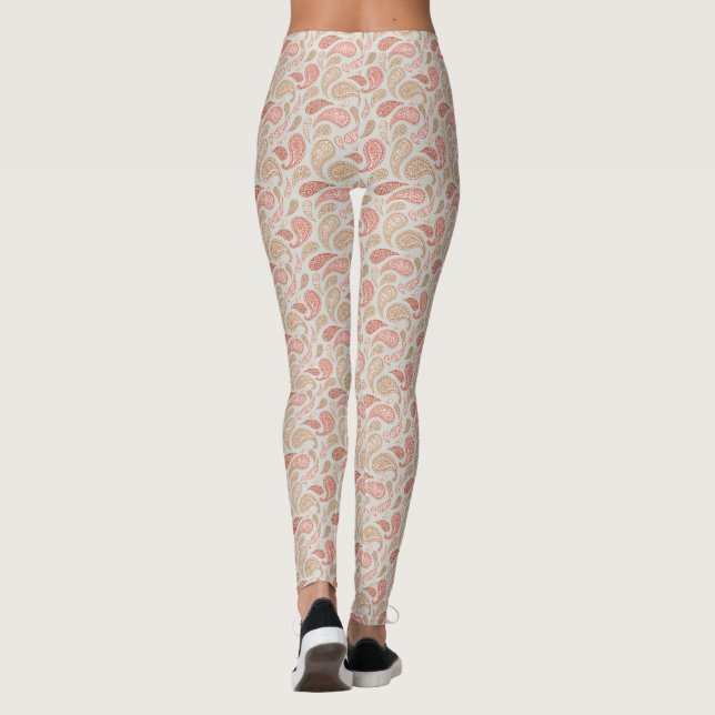 Leggings Leyendas del patrón de paisley de humo-marrón (Reverso)