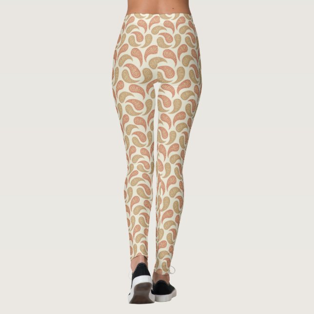 Leggings Leyendas del patrón de paisley de vainilla-marrón (Reverso)