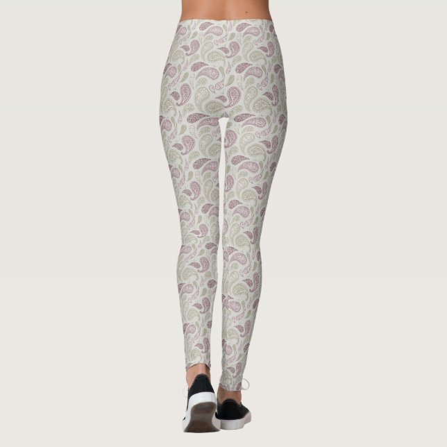 Leggings Leyendas del patrón de paisley gris-secuoya (Reverso)