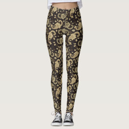 Leggings Leyendas del patrón de paisley marrón-beige